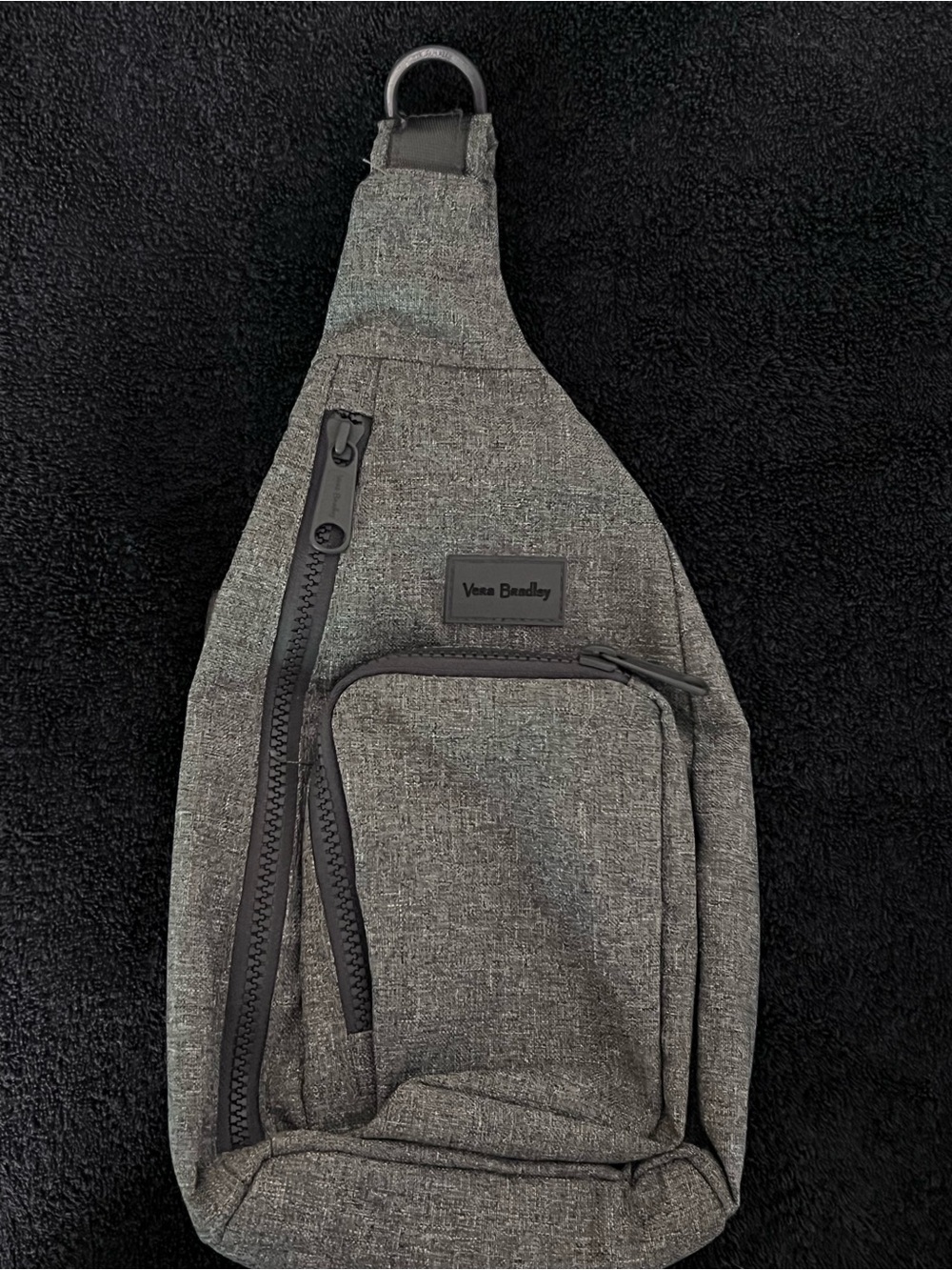 Vera Bradley Heathered Gray Sling Bag with Front Zip Pockets